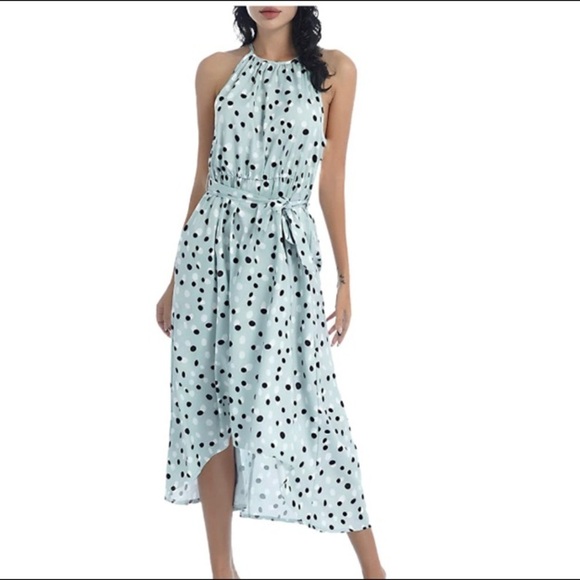 Elegant High Low Polka Dot Dress - Picture 1 of 7